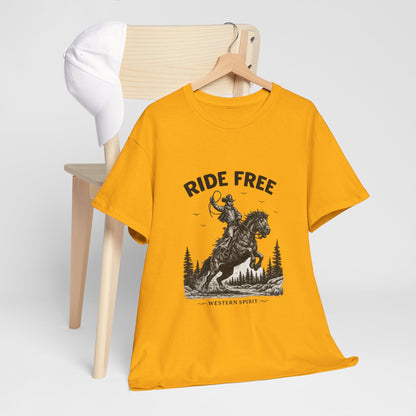 Ride Free Western Horse Graphic T-Shirt – Vintage Cowboy Spirit Tee - JennyCool