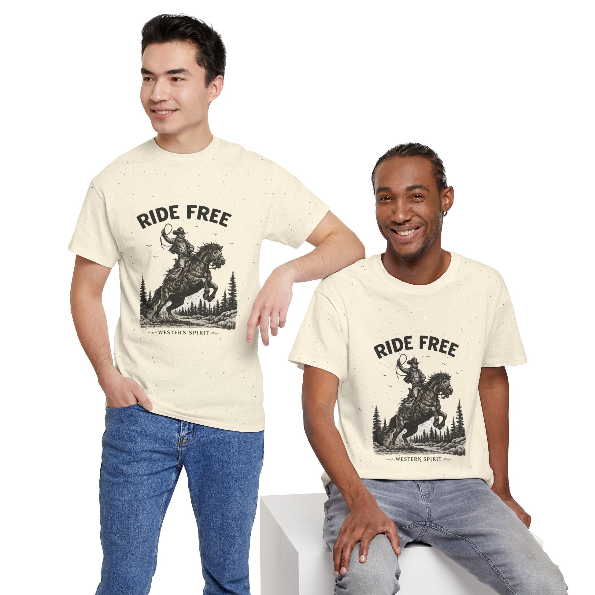 Ride Free Western Horse Graphic T-Shirt – Vintage Cowboy Spirit Tee - JennyCool