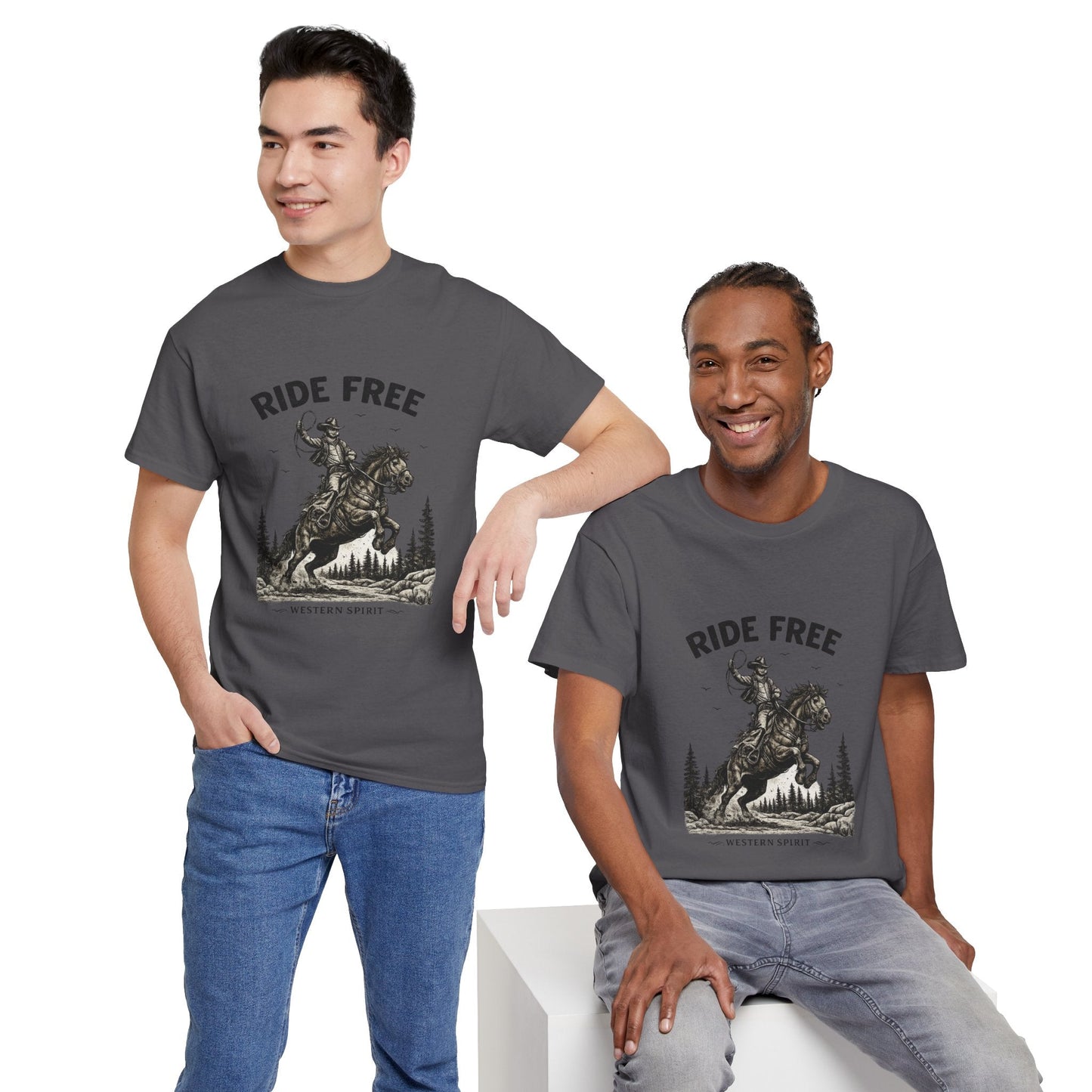 Ride Free Western Horse Graphic T-Shirt – Vintage Cowboy Spirit Tee - JennyCool