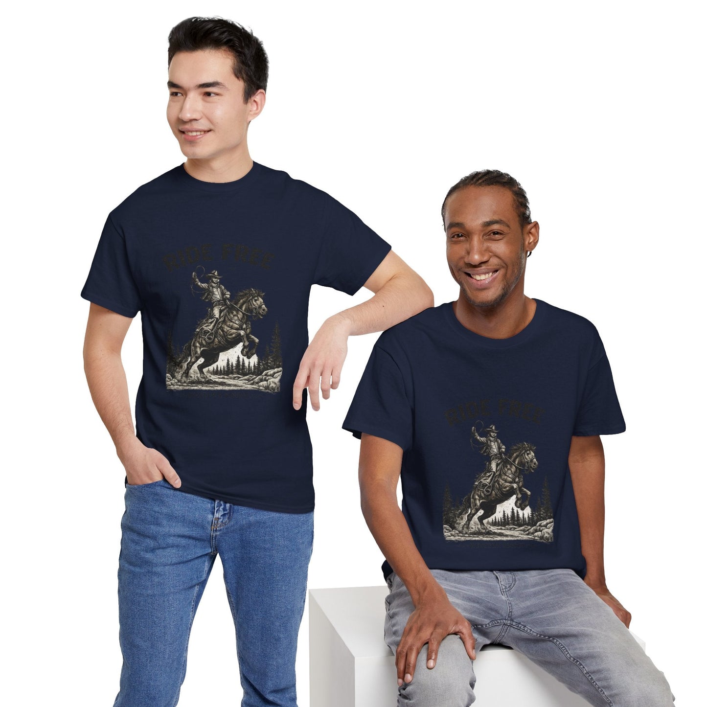 Ride Free Western Horse Graphic T-Shirt – Vintage Cowboy Spirit Tee - JennyCool