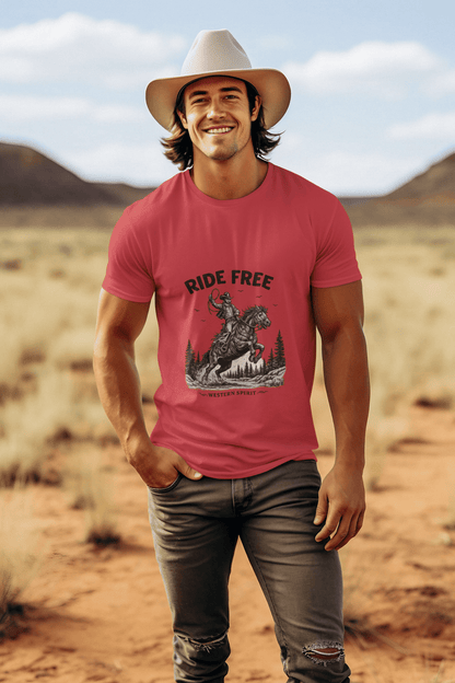 Ride Free Western Horse Graphic T-Shirt – Vintage Cowboy Spirit Tee - JennyCool
