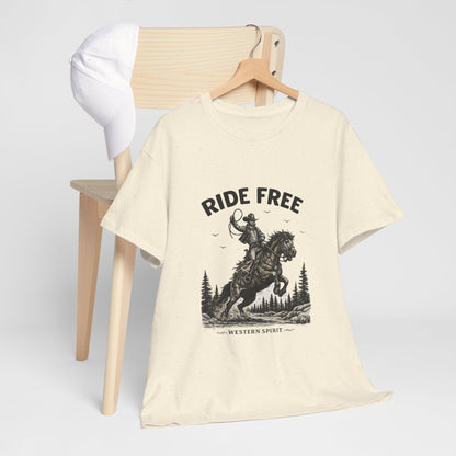 Ride Free Western Horse Graphic T-Shirt – Vintage Cowboy Spirit Tee - JennyCool