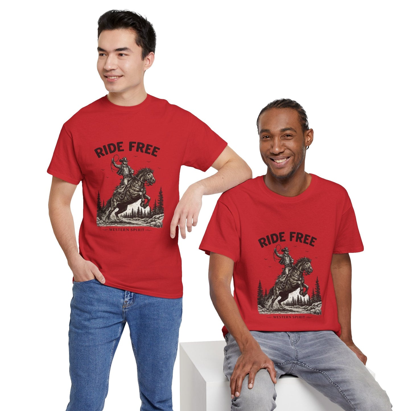 Ride Free Western Horse Graphic T-Shirt – Vintage Cowboy Spirit Tee - JennyCool