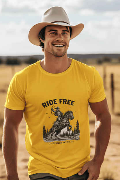 Ride Free Western Horse Graphic T-Shirt – Vintage Cowboy Spirit Tee - JennyCool