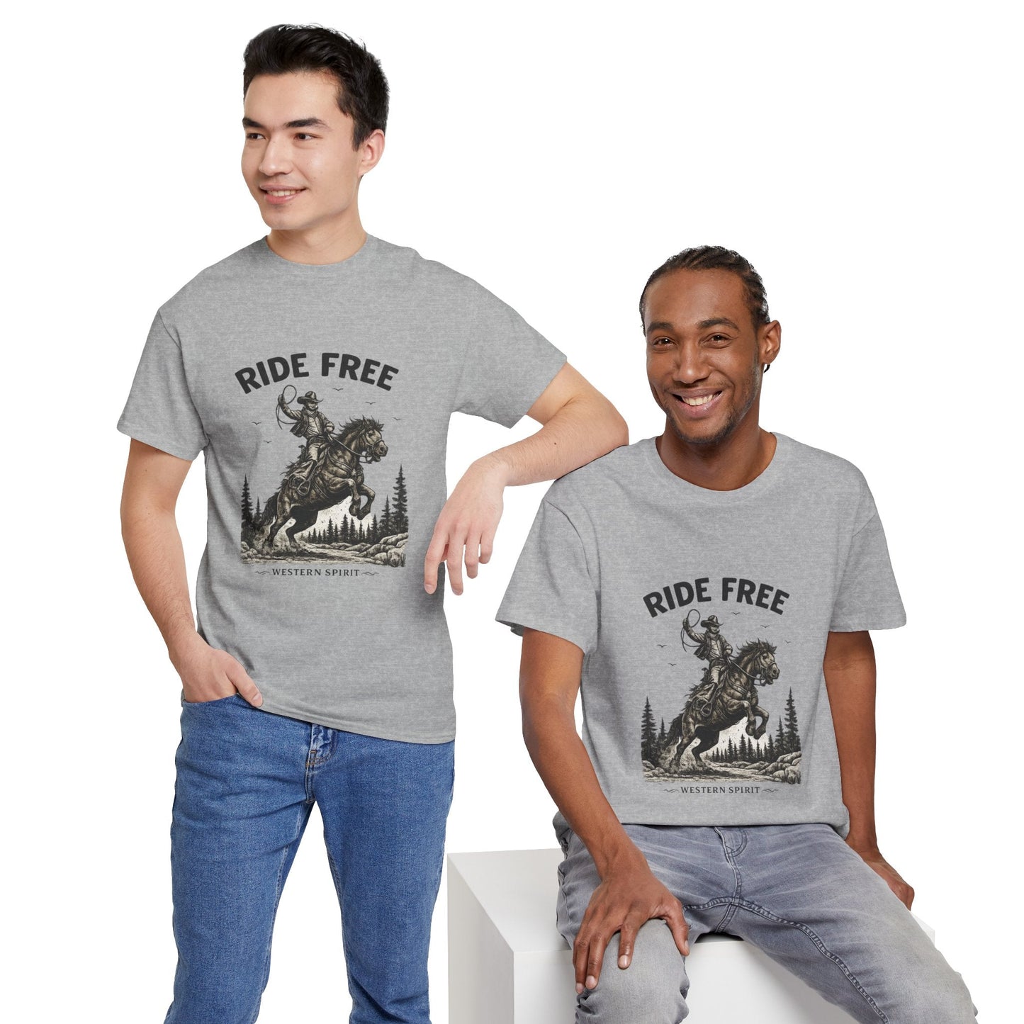Ride Free Western Horse Graphic T-Shirt – Vintage Cowboy Spirit Tee - JennyCool