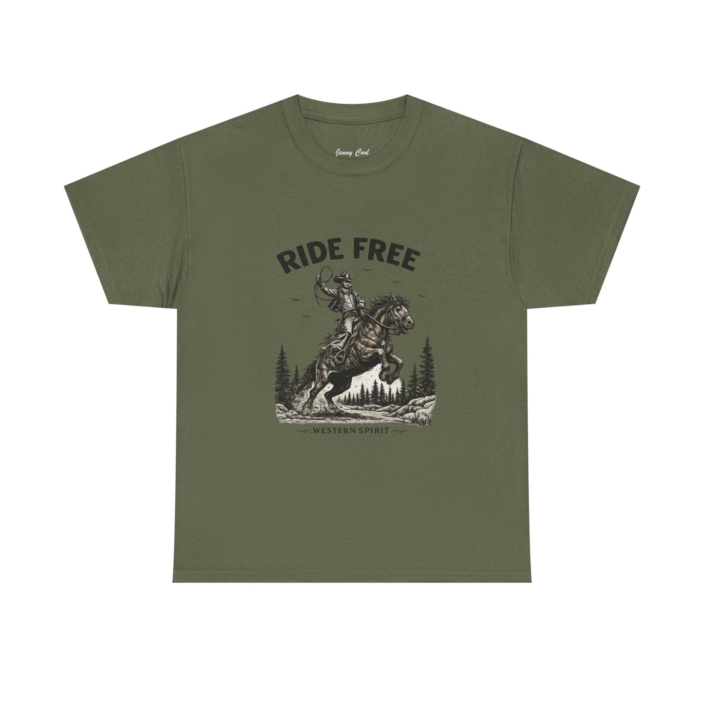 Ride Free Western Horse Graphic T-Shirt – Vintage Cowboy Spirit Tee - JennyCool