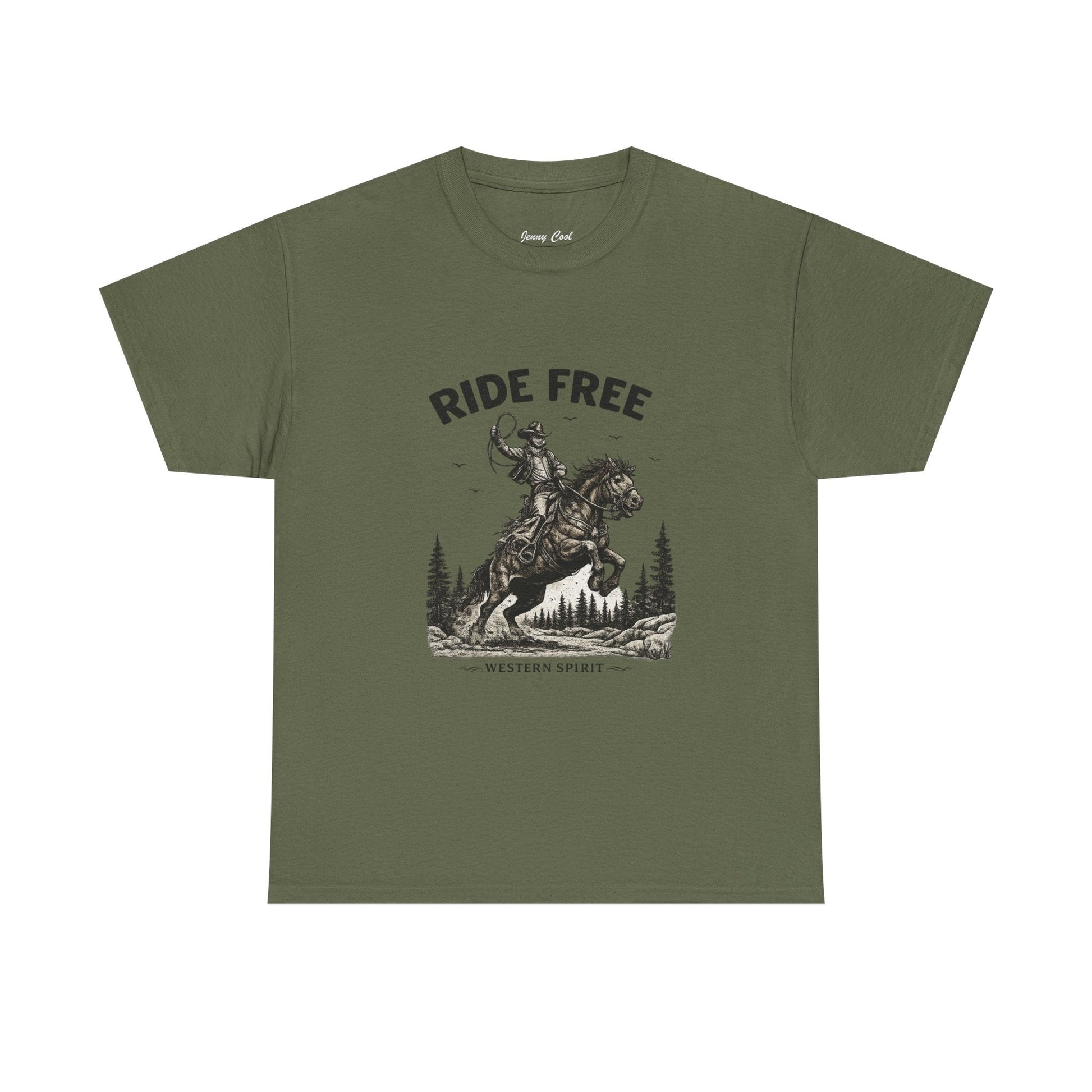 Ride Free Western Horse Graphic T-Shirt – Vintage Cowboy Spirit Tee - JennyCool