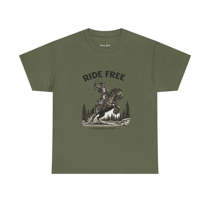 Ride Free Western Horse Graphic T-Shirt – Vintage Cowboy Spirit Tee - JennyCool