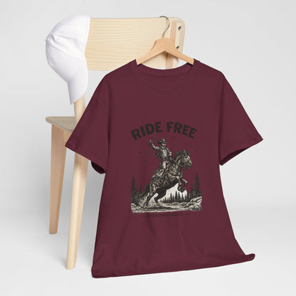 Ride Free Western Horse Graphic T-Shirt – Vintage Cowboy Spirit Tee - JennyCool