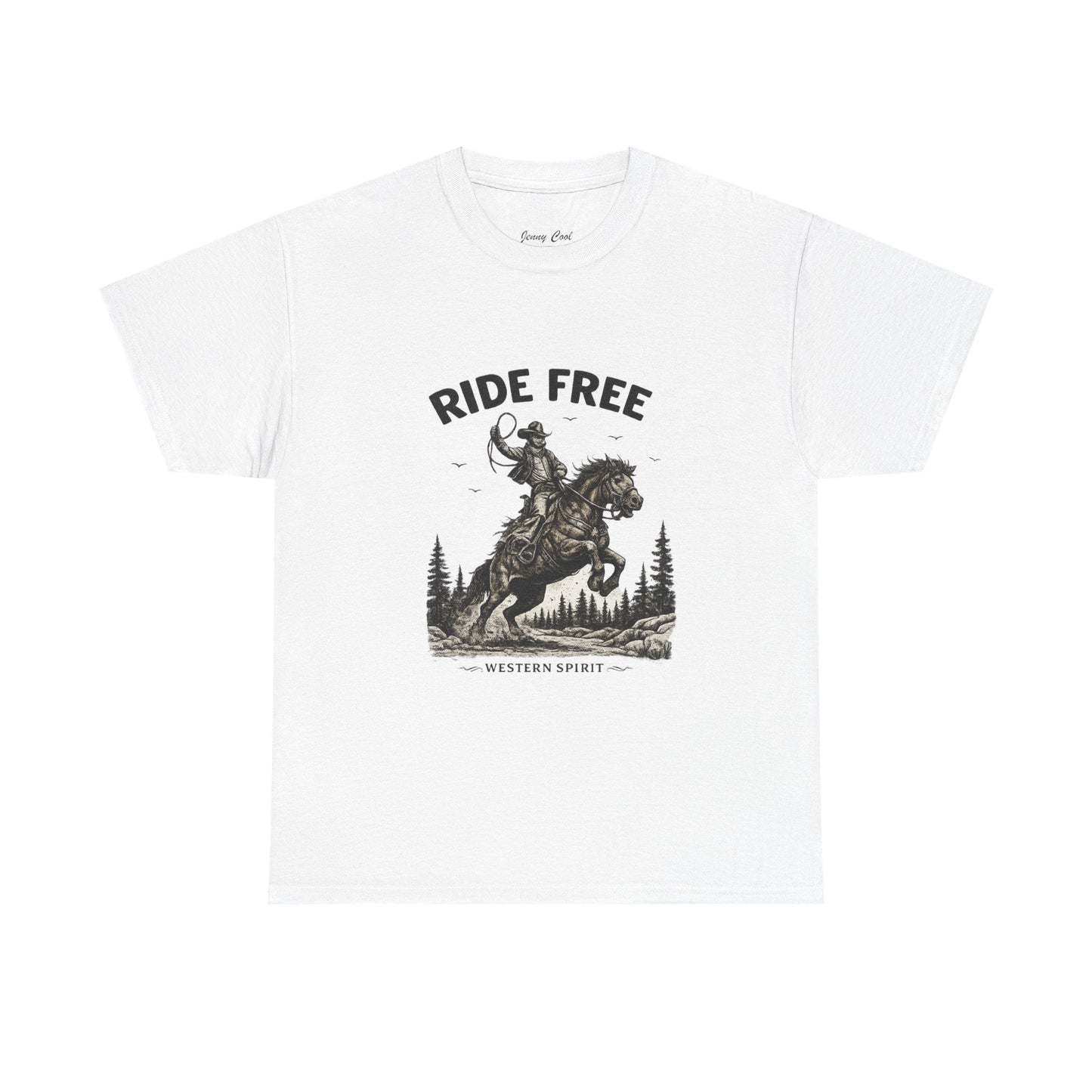 Ride Free Western Horse Graphic T-Shirt – Vintage Cowboy Spirit Tee - JennyCool