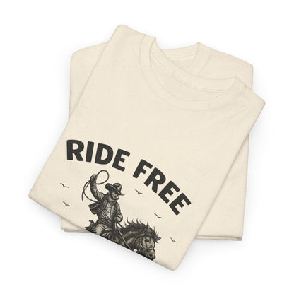 Ride Free Western Horse Graphic T-Shirt – Vintage Cowboy Spirit Tee - JennyCool