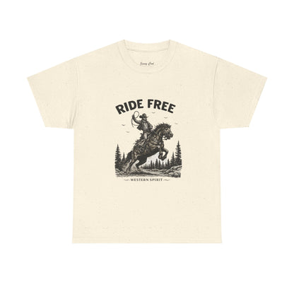 Ride Free Western Horse Graphic T-Shirt – Vintage Cowboy Spirit Tee - JennyCool