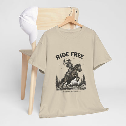 Ride Free Western Horse Graphic T-Shirt – Vintage Cowboy Spirit Tee - JennyCool