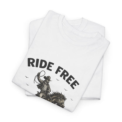 Ride Free Western Horse Graphic T-Shirt – Vintage Cowboy Spirit Tee - JennyCool