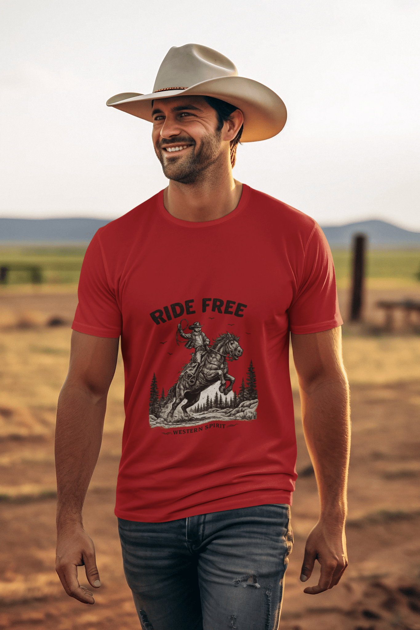 Ride Free Western Horse Graphic T-Shirt – Vintage Cowboy Spirit Tee - JennyCool
