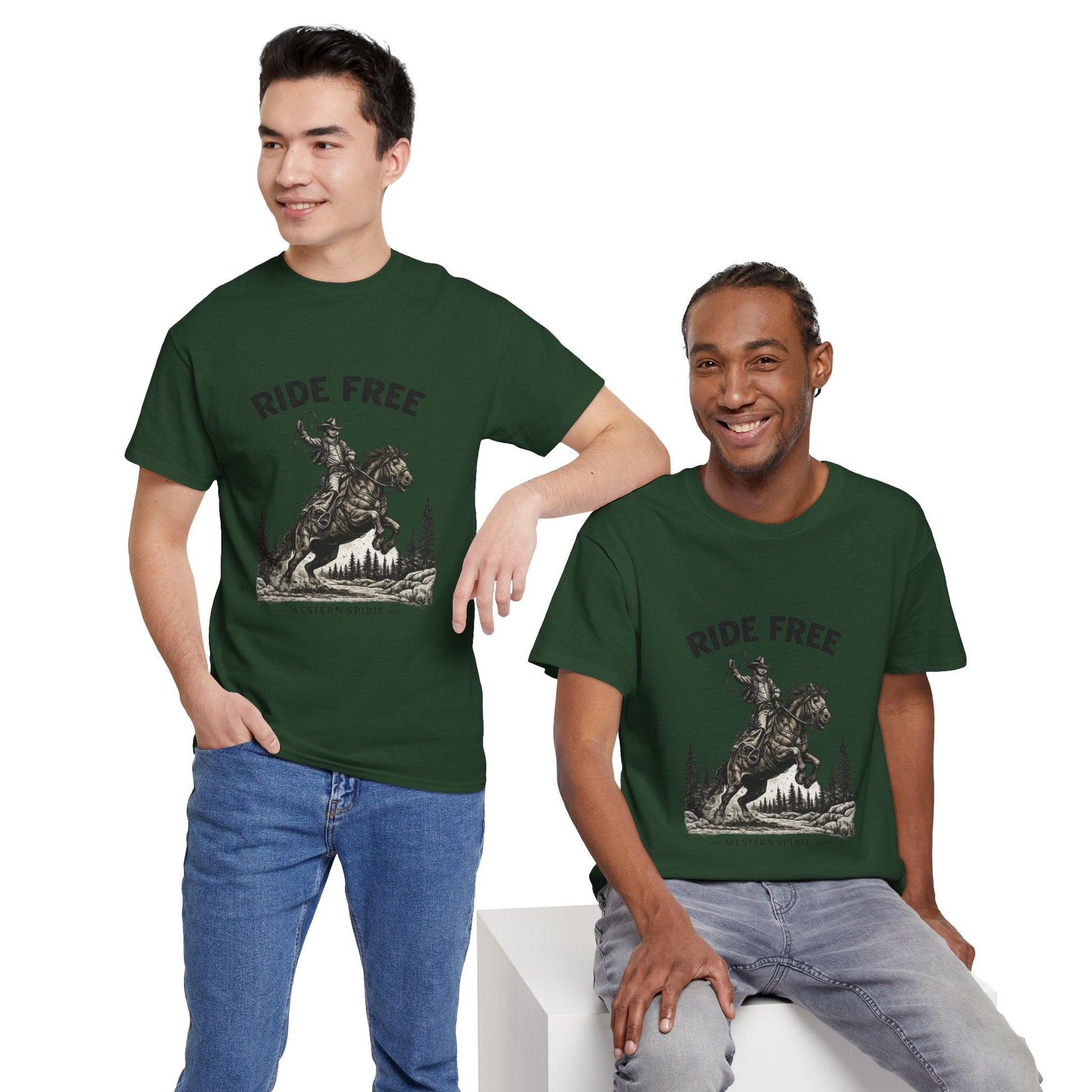 Ride Free Western Horse Graphic T-Shirt – Vintage Cowboy Spirit Tee - JennyCool
