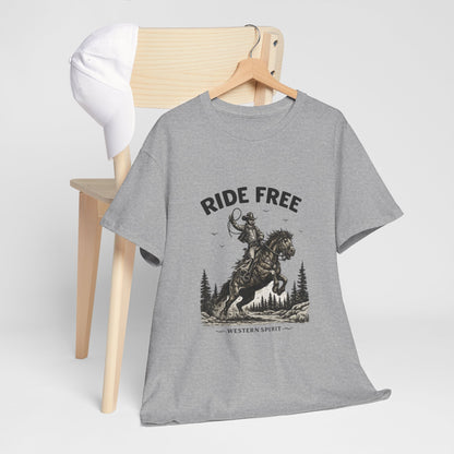 Ride Free Western Horse Graphic T-Shirt – Vintage Cowboy Spirit Tee - JennyCool