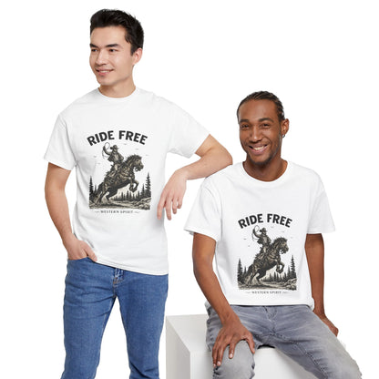 Ride Free Western Horse Graphic T-Shirt – Vintage Cowboy Spirit Tee - JennyCool