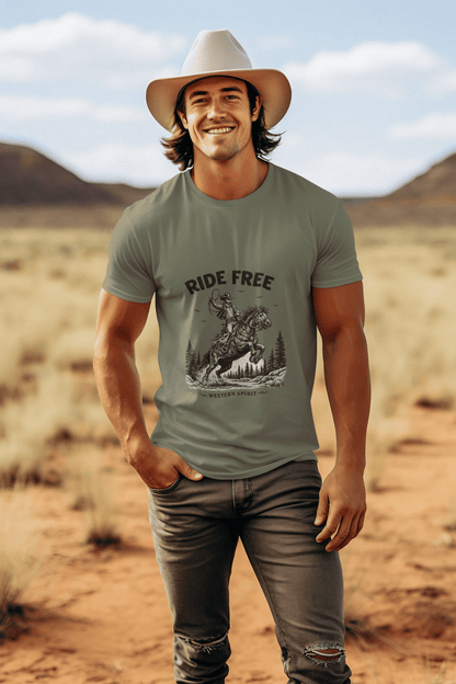Ride Free Western Horse Graphic T-Shirt – Vintage Cowboy Spirit Tee - JennyCool