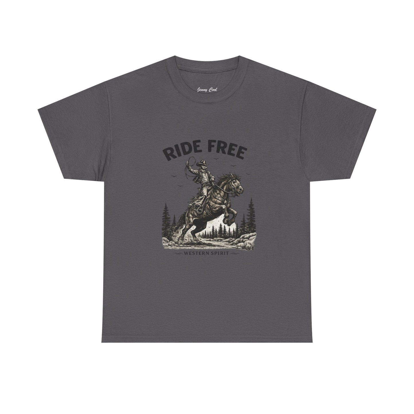 Ride Free Western Horse Graphic T-Shirt – Vintage Cowboy Spirit Tee - JennyCool