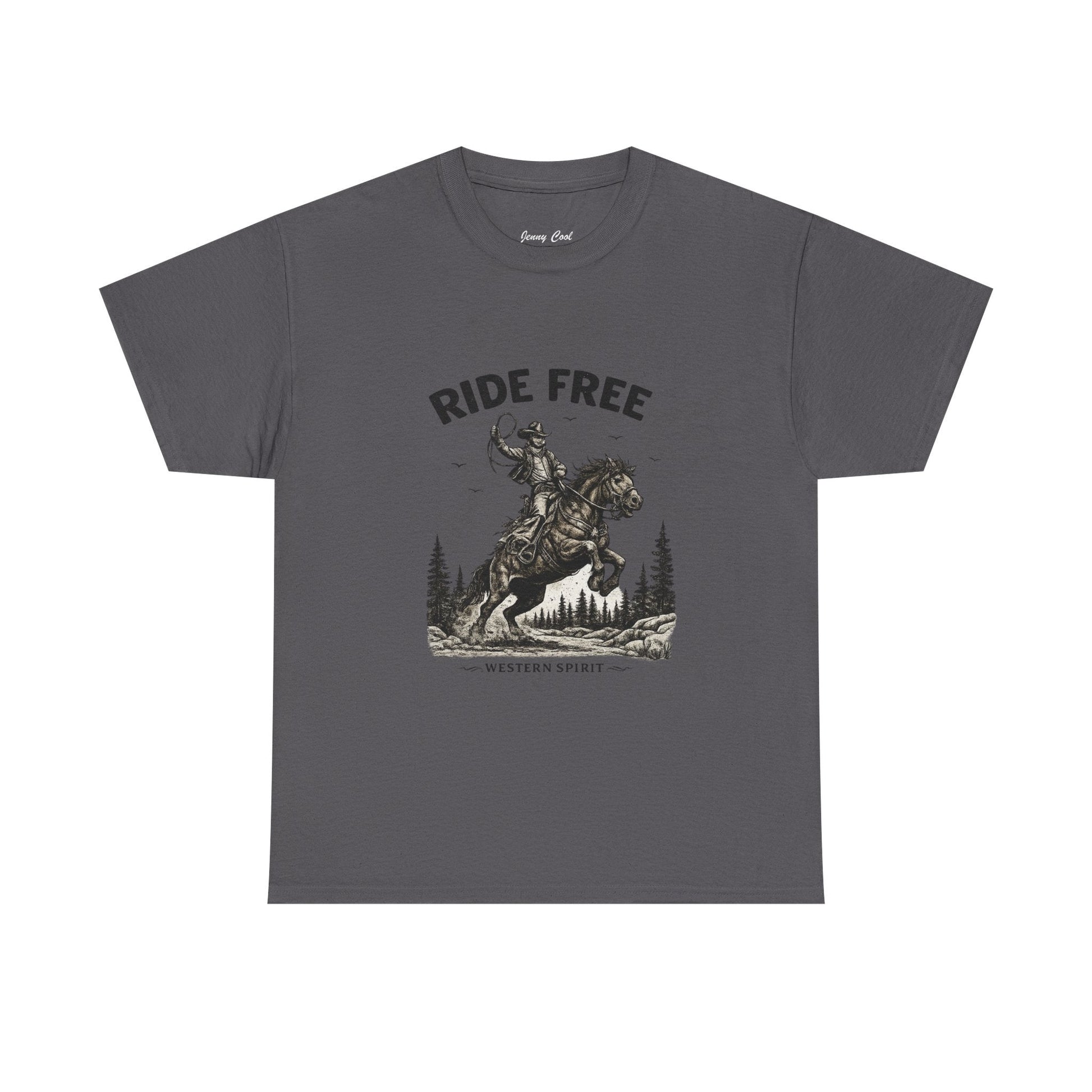 Ride Free Western Horse Graphic T-Shirt – Vintage Cowboy Spirit Tee - JennyCool