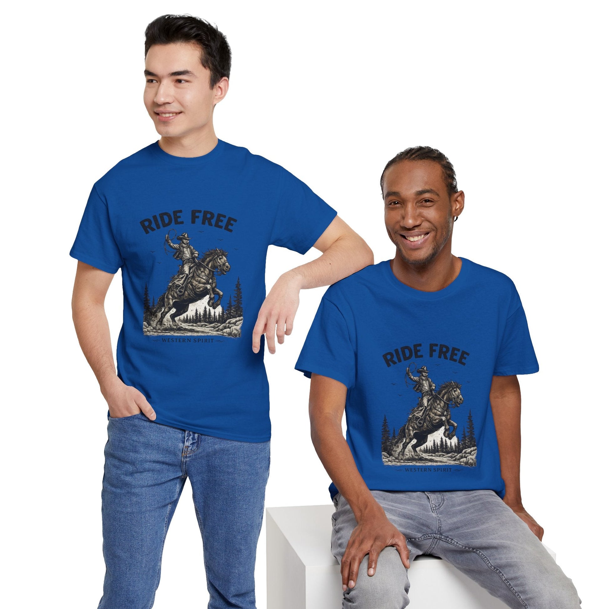 Ride Free Western Horse Graphic T-Shirt – Vintage Cowboy Spirit Tee - JennyCool