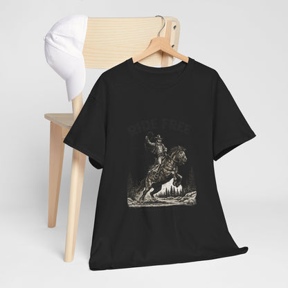 Ride Free Western Horse Graphic T-Shirt – Vintage Cowboy Spirit Tee - JennyCool