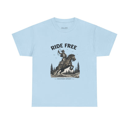 Ride Free Western Horse Graphic T-Shirt – Vintage Cowboy Spirit Tee - JennyCool