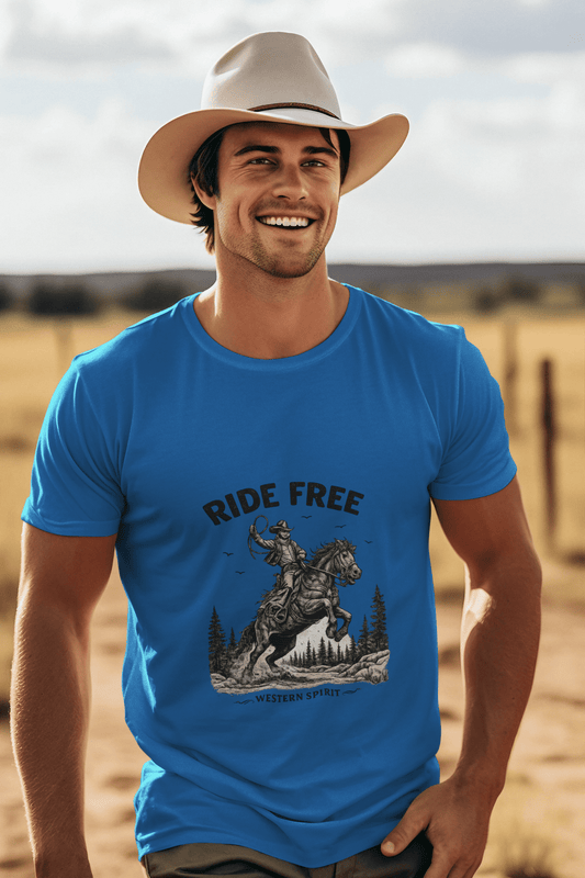 Ride Free Western Horse Graphic T-Shirt – Vintage Cowboy Spirit Tee - JennyCool