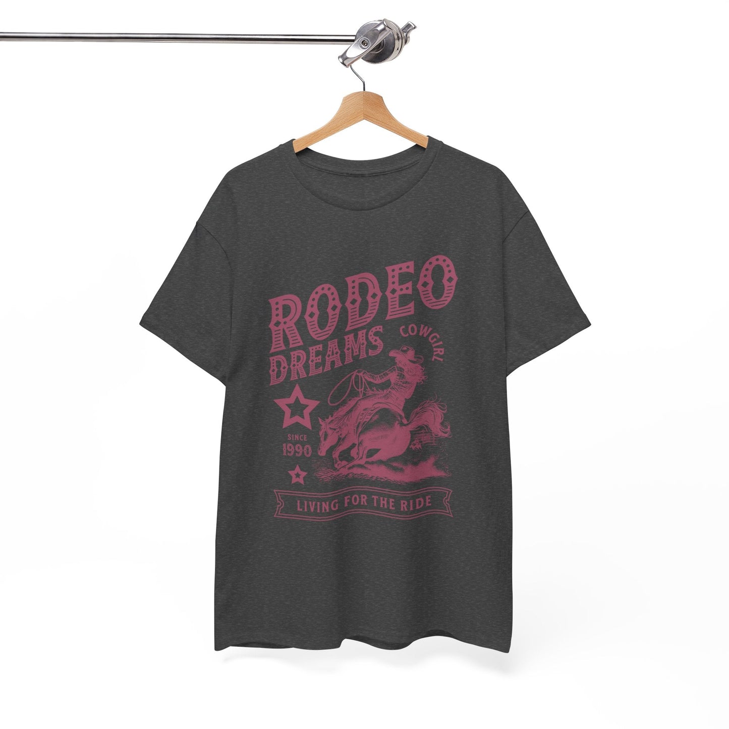 Rodeo Dreams Cowgirl Vintage Western Graphic T-Shirt – Living for the Ride Women's Rodeo Tee - JennyCool