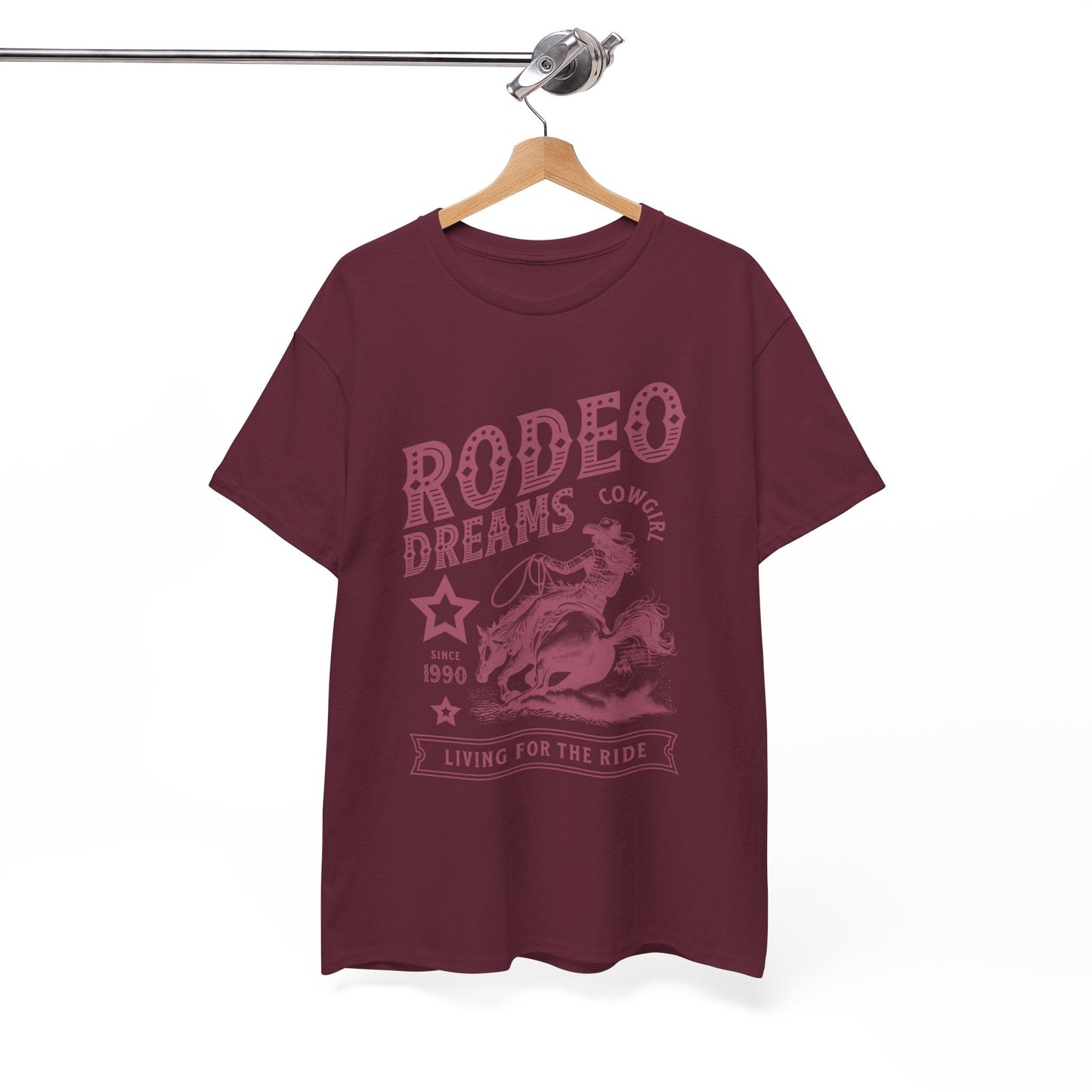 Rodeo Dreams Cowgirl Vintage Western Graphic T-Shirt – Living for the Ride Women's Rodeo Tee - JennyCool