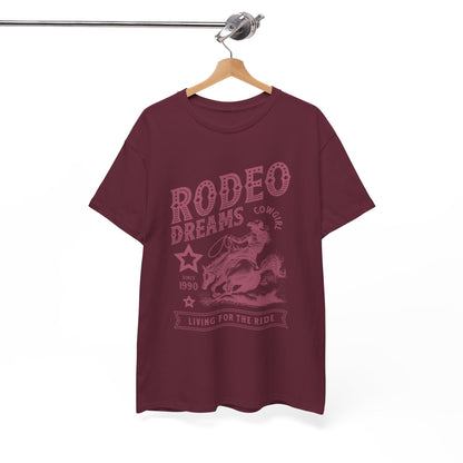 Rodeo Dreams Cowgirl Vintage Western Graphic T-Shirt – Living for the Ride Women's Rodeo Tee - JennyCool