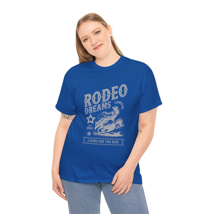 Rodeo Dreams Cowgirl Vintage Western Graphic T-Shirt – Living for the Ride Women's Rodeo Tee - JennyCool