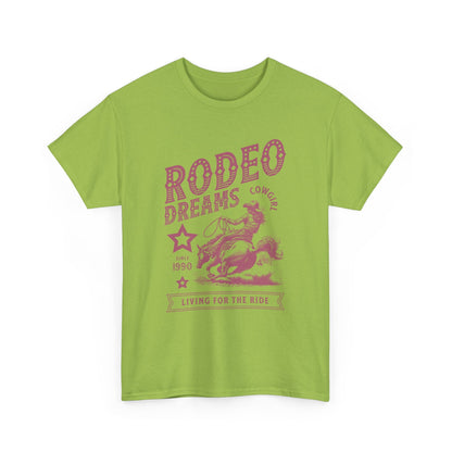 Rodeo Dreams Cowgirl Vintage Western Graphic T-Shirt – Living for the Ride Women's Rodeo Tee - JennyCool
