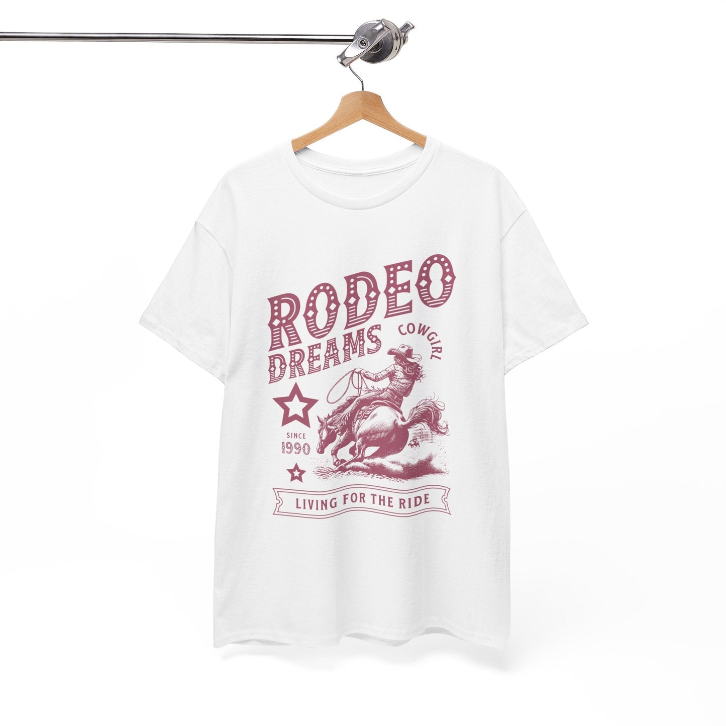Rodeo Dreams Cowgirl Vintage Western Graphic T-Shirt – Living for the Ride Women's Rodeo Tee - JennyCool