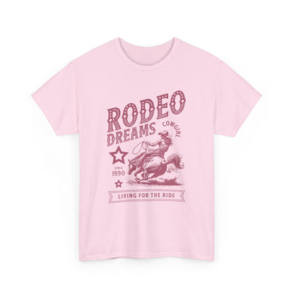 Rodeo Dreams Cowgirl Vintage Western Graphic T-Shirt – Living for the Ride Women's Rodeo Tee - JennyCool