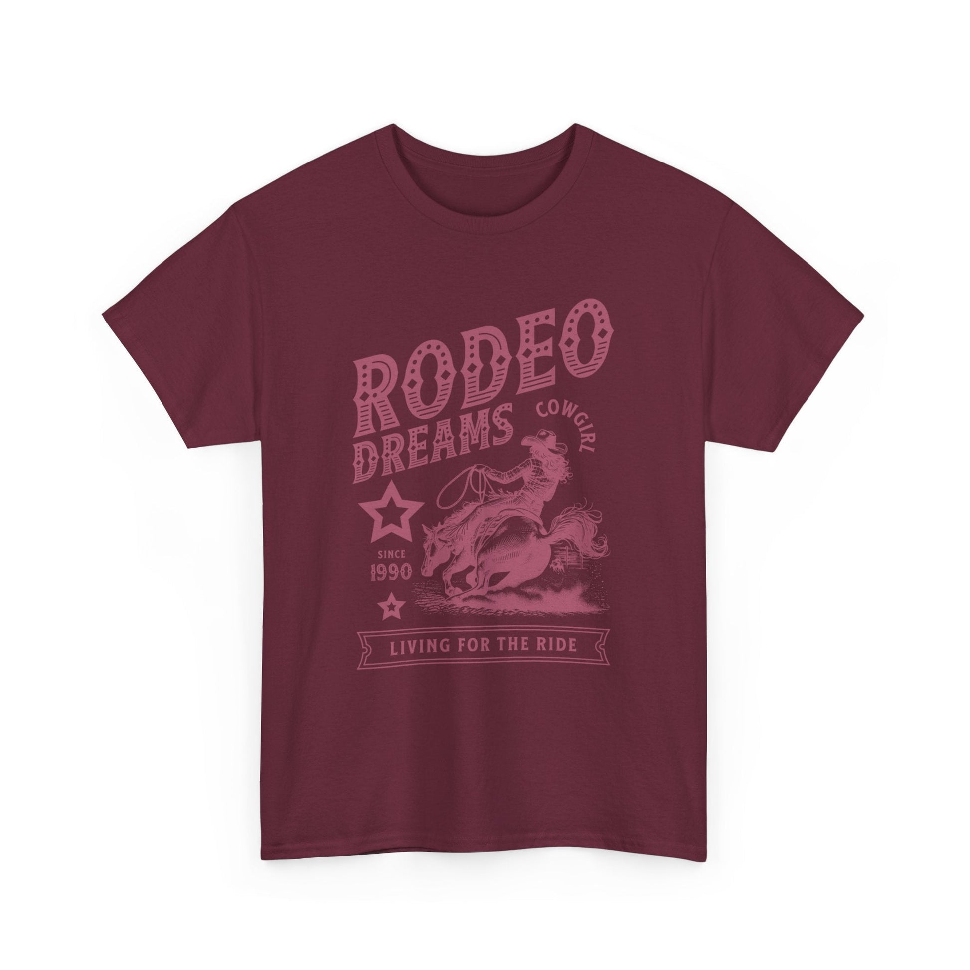 Rodeo Dreams Cowgirl Vintage Western Graphic T-Shirt – Living for the Ride Women's Rodeo Tee - JennyCool