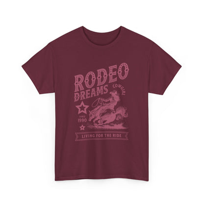 Rodeo Dreams Cowgirl Vintage Western Graphic T-Shirt – Living for the Ride Women's Rodeo Tee - JennyCool