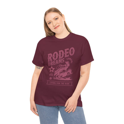Rodeo Dreams Cowgirl Vintage Western Graphic T-Shirt – Living for the Ride Women's Rodeo Tee - JennyCool