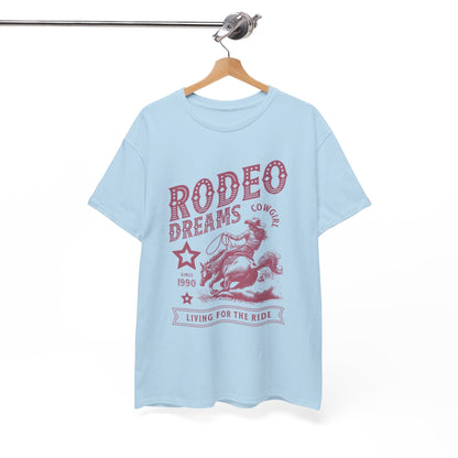 Rodeo Dreams Cowgirl Vintage Western Graphic T-Shirt – Living for the Ride Women's Rodeo Tee - JennyCool