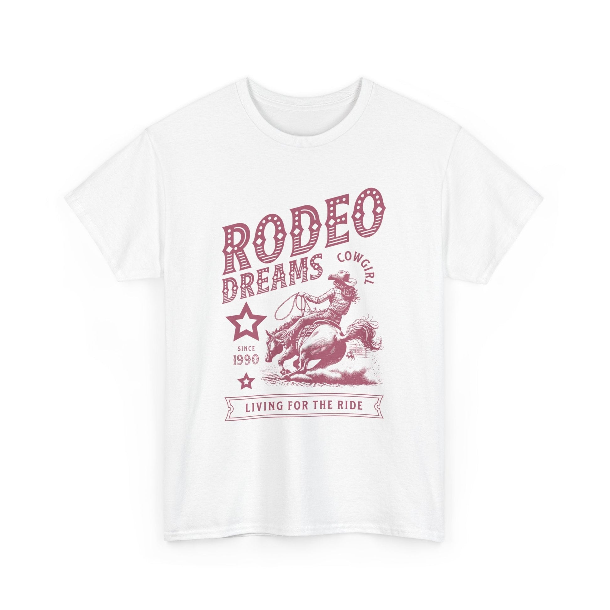 Rodeo Dreams Cowgirl Vintage Western Graphic T-Shirt – Living for the Ride Women's Rodeo Tee - JennyCool