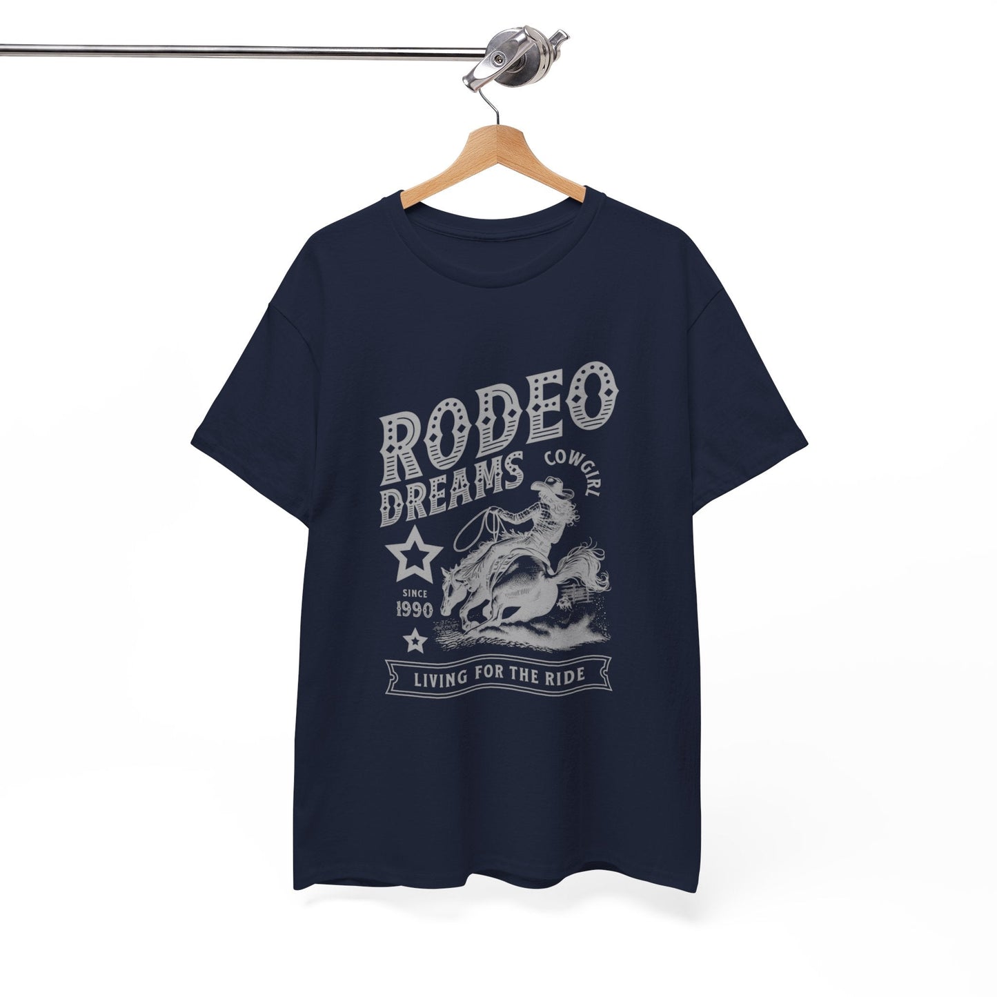 Rodeo Dreams Cowgirl Vintage Western Graphic T-Shirt – Living for the Ride Women's Rodeo Tee - JennyCool