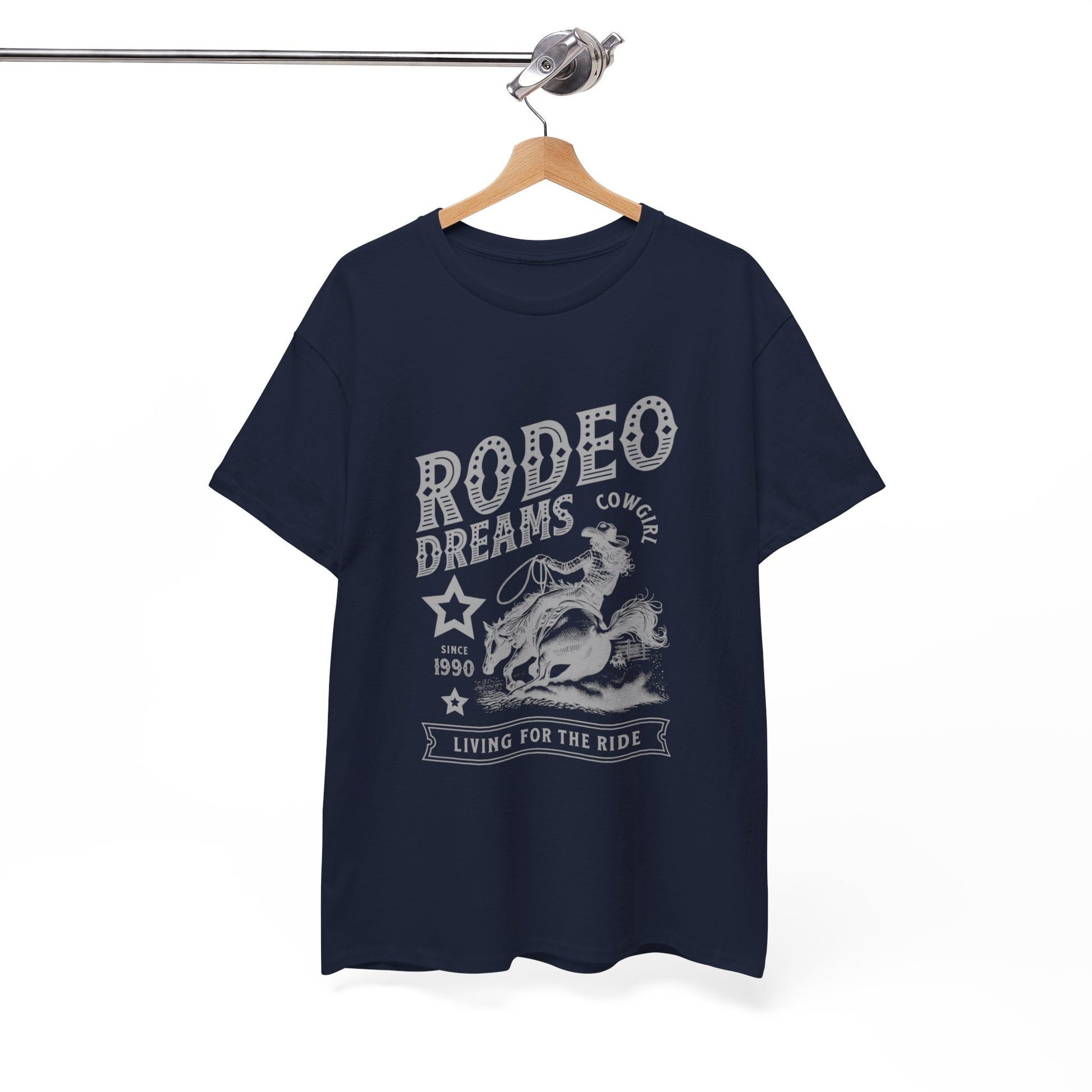 Rodeo Dreams Cowgirl Vintage Western Graphic T-Shirt – Living for the Ride Women's Rodeo Tee - JennyCool
