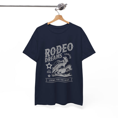Rodeo Dreams Cowgirl Vintage Western Graphic T-Shirt – Living for the Ride Women's Rodeo Tee - JennyCool