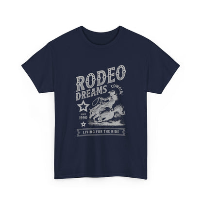 Rodeo Dreams Cowgirl Vintage Western Graphic T-Shirt – Living for the Ride Women's Rodeo Tee - JennyCool