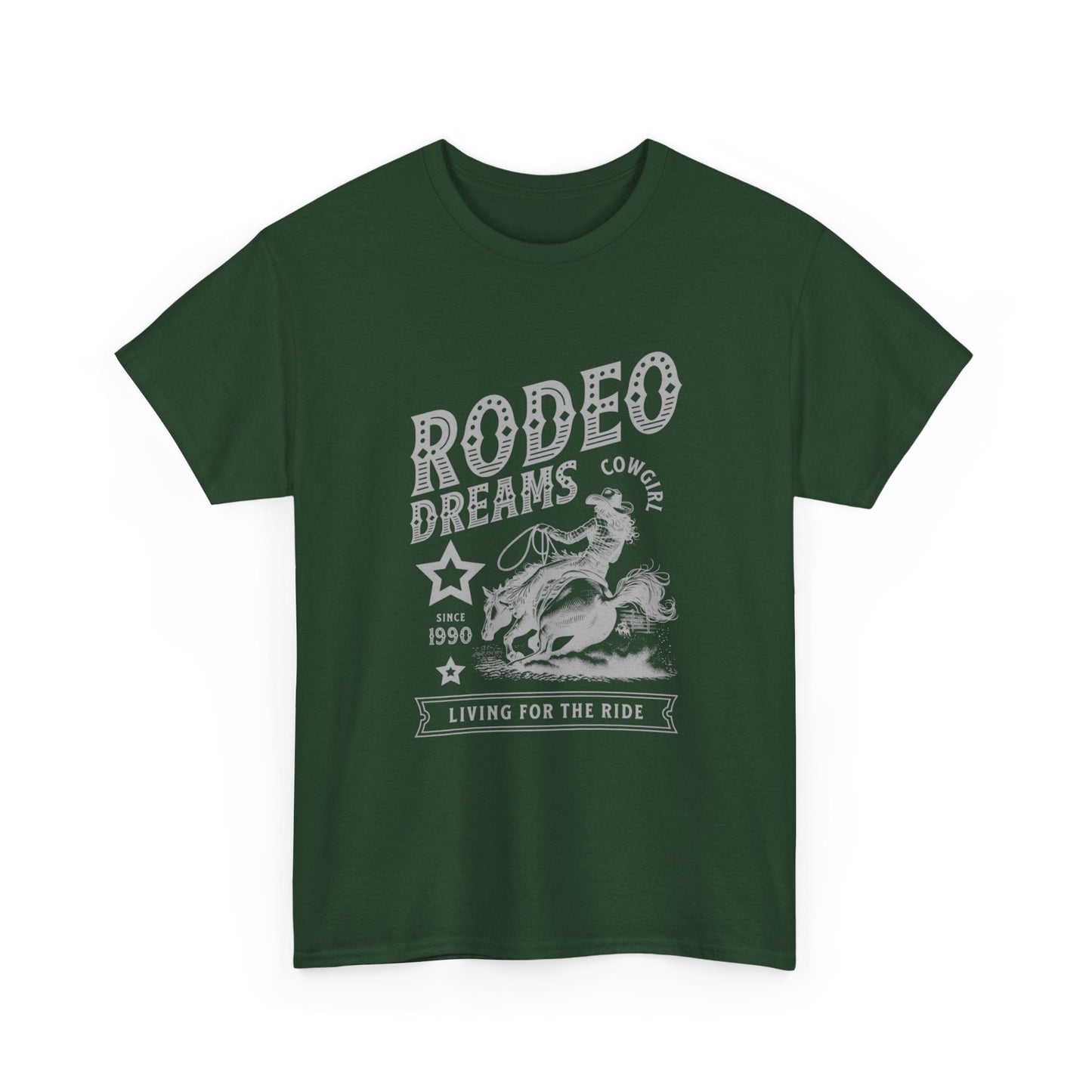 Rodeo Dreams Cowgirl Vintage Western Graphic T-Shirt – Living for the Ride Women's Rodeo Tee - JennyCool