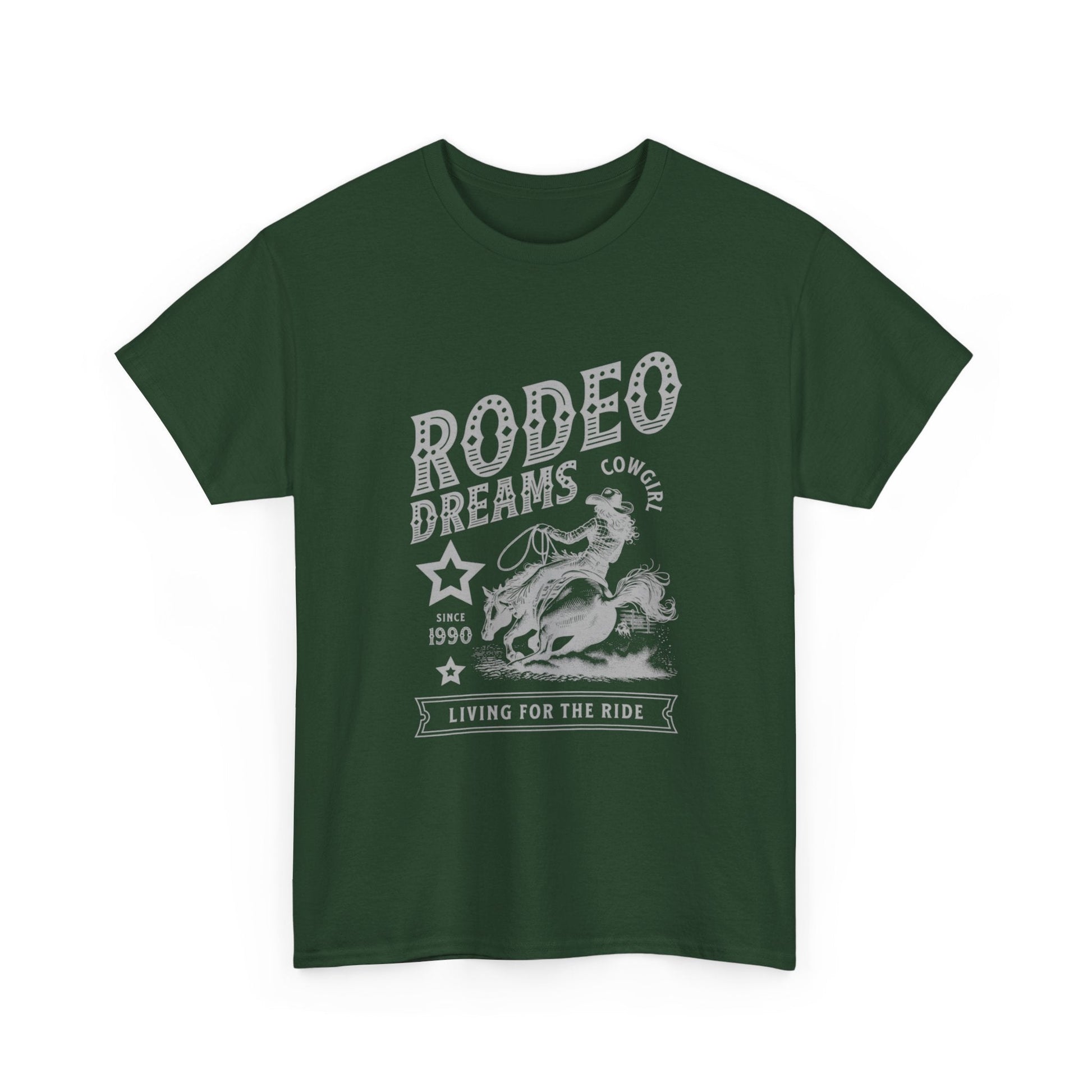 Rodeo Dreams Cowgirl Vintage Western Graphic T-Shirt – Living for the Ride Women's Rodeo Tee - JennyCool