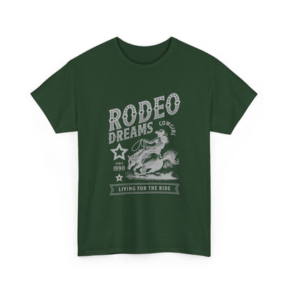 Rodeo Dreams Cowgirl Vintage Western Graphic T-Shirt – Living for the Ride Women's Rodeo Tee - JennyCool