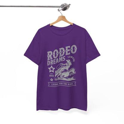 Rodeo Dreams Cowgirl Vintage Western Graphic T-Shirt – Living for the Ride Women's Rodeo Tee - JennyCool
