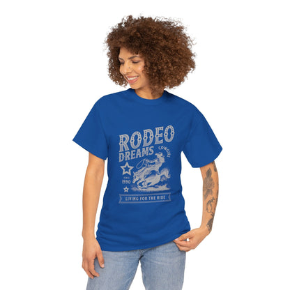 Rodeo Dreams Cowgirl Vintage Western Graphic T-Shirt – Living for the Ride Women's Rodeo Tee - JennyCool